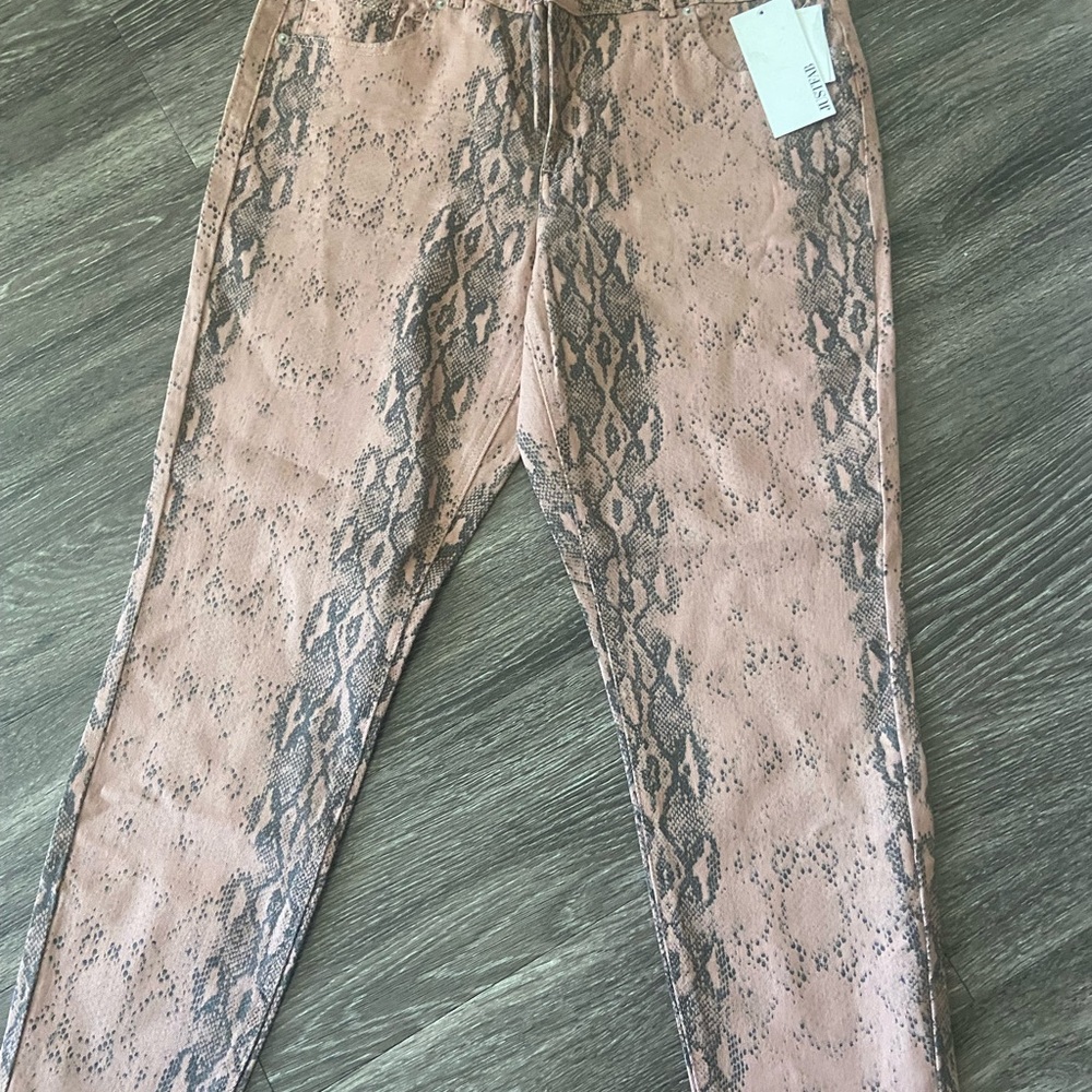 JustFab Blush Snake Print Pants